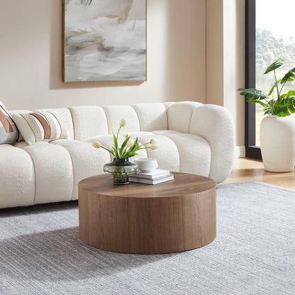 Runder Couchtisch im Walnusston, Ø, 80 × 30 cm | VIA X SELECTION
