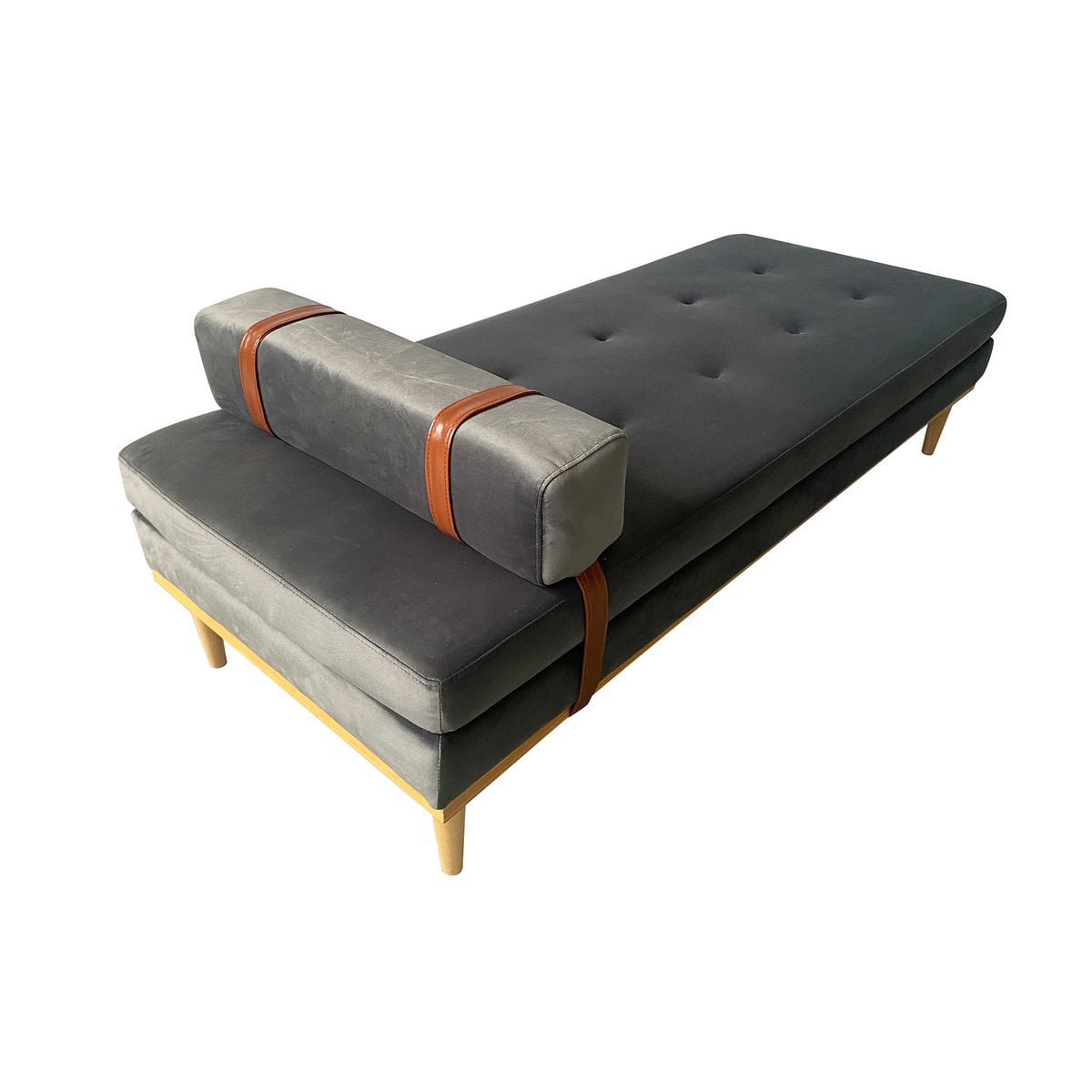 Daybed aus grauem Samt mit Nackenrolle | VIA X SELECTION