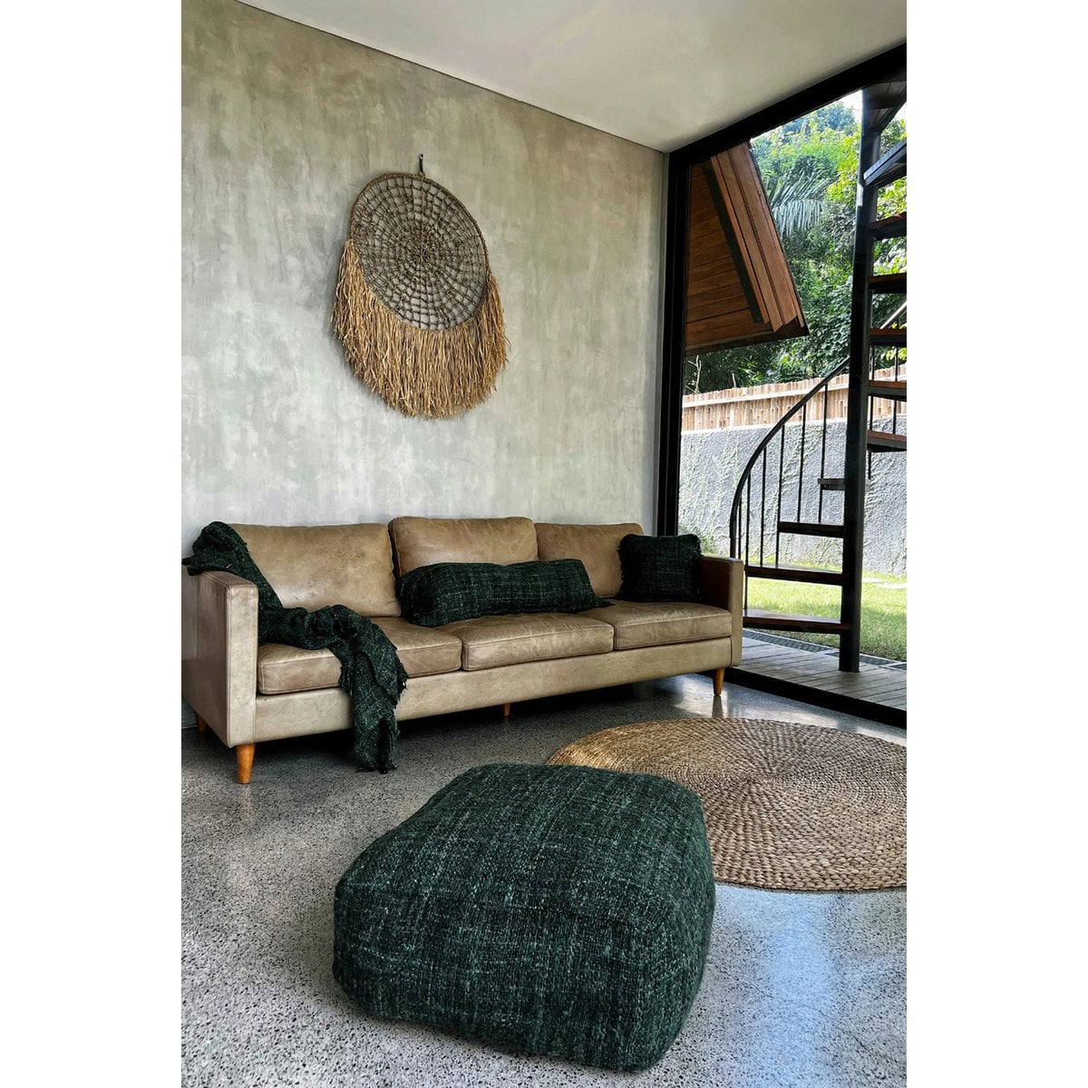 Baumwoll-Pouf Waldgrün | VIA X SELECTION