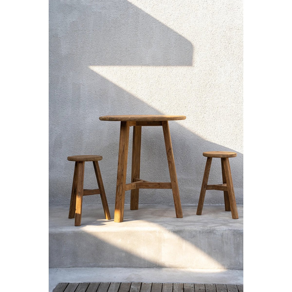 Runder Bartisch recyceltes Teakholz Outdoor, 90 × 90 × 105 cm | VIA X SELECTION