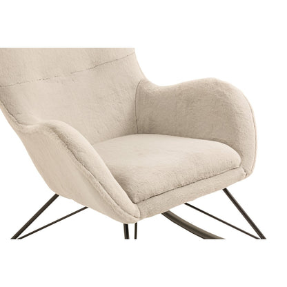 Schaukelstuhl in Lammfell-Optik in Beige | VIA X SELECTION