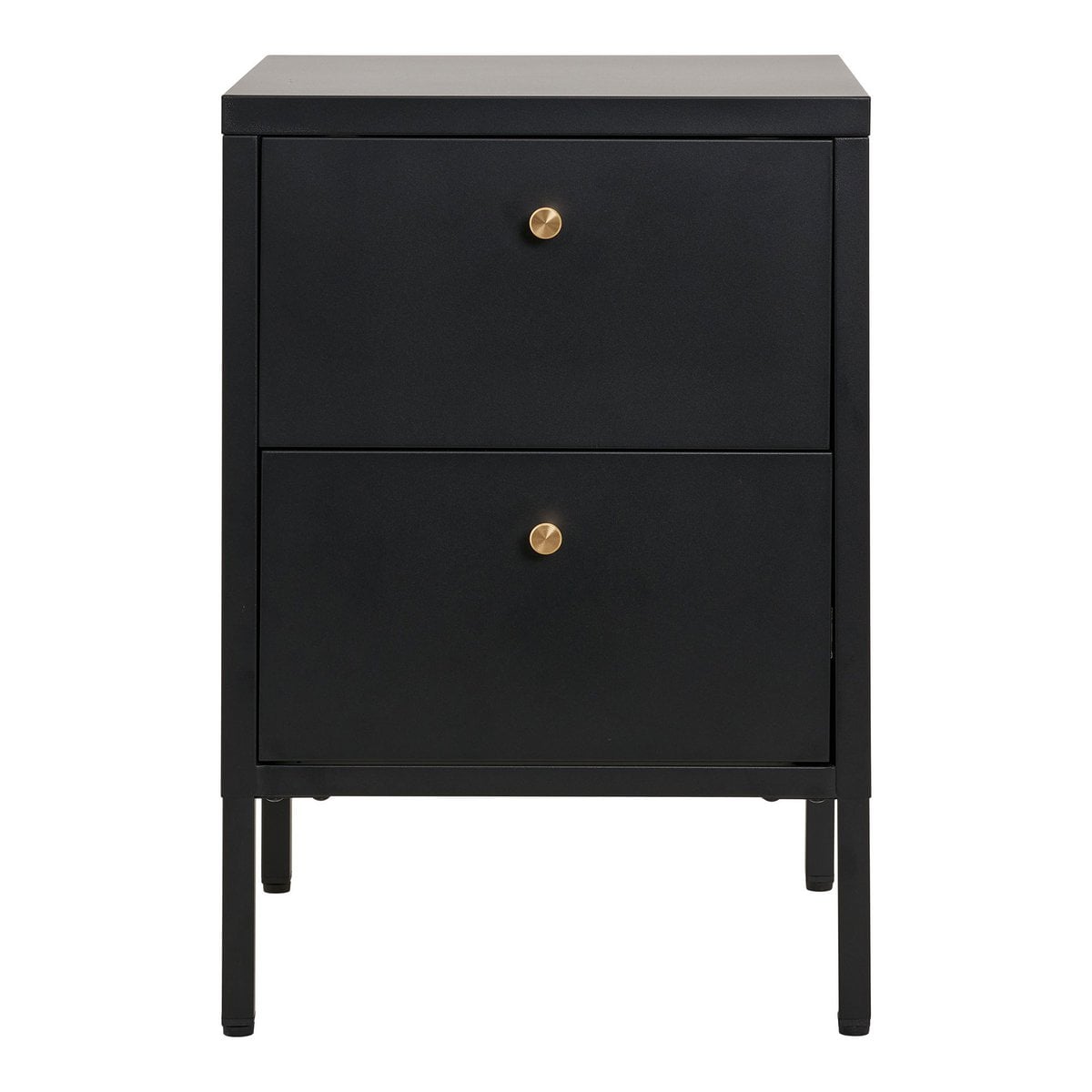 Kommode schwarz mit Messingdetails, 40 × 40 × 60 cm | VIA X SELECTION