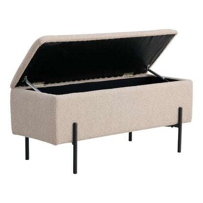 Sitzbank aus Bouclé beige 95 cm mit Stauraum | VIA X SELECTION
