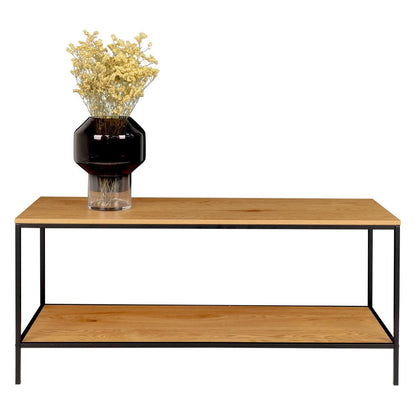 Offenes TV-Lowboard in Eichenoptik mit schwarzem Stahlgestell, 100 × 36 × 45 cm | VIA X SELECTION