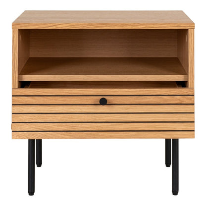 Beistelltisch mit Schublade in Eiche und Schwarz, 50 × 40 × 50 cm | VIA X SELECTION