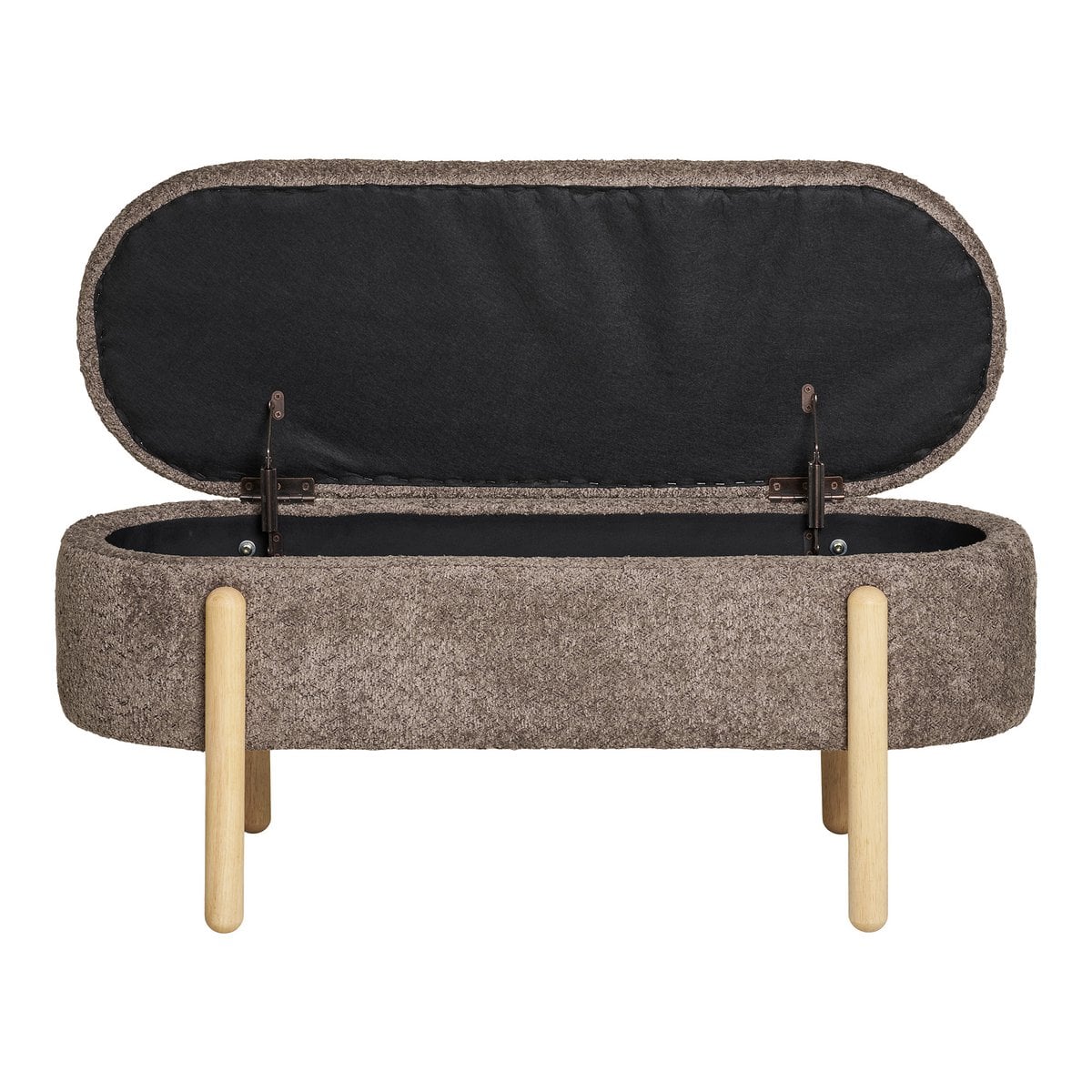 Sitzbank aus Stoff braun 98 cm mit Holzgestell | VIA X SELECTION