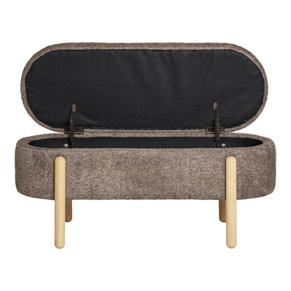 Sitzbank aus Stoff braun 98 cm mit Holzgestell | VIA X SELECTION