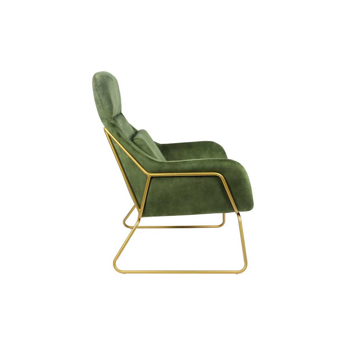 Relaxsessel aus Velours grün mit goldfarbenem Gestell | VIA X SELECTION