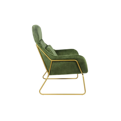 Relaxsessel aus Velours grün mit goldfarbenem Gestell | VIA X SELECTION