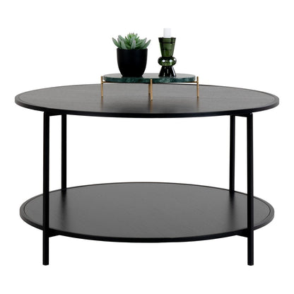 Runder Couchtisch aus Metall mit schwarzer Platte, Ø, 80 × 45 cm | VIA X SELECTION
