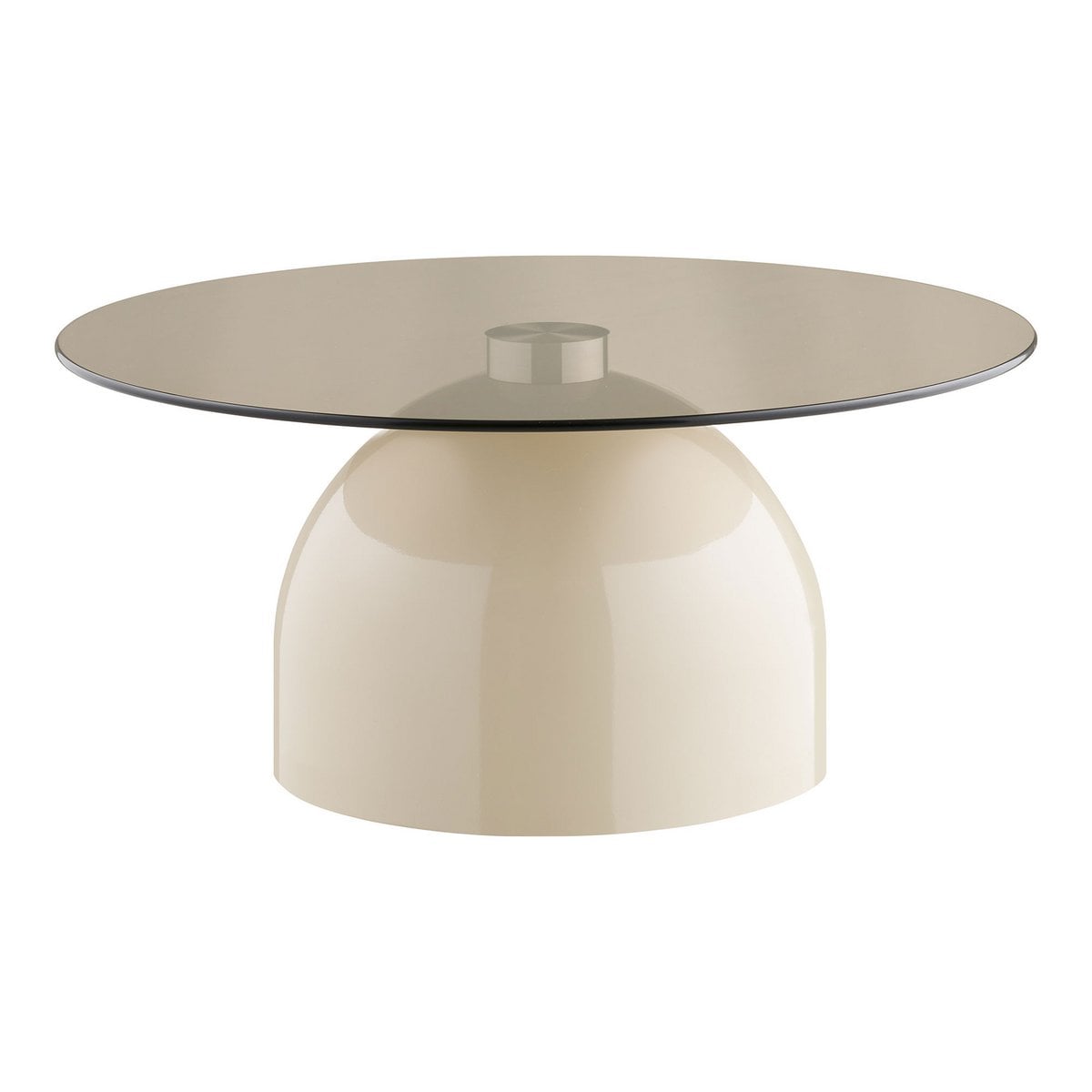 Runder Couchtisch aus Metall und Glas in Grau-Beige, Ø, 70 × 33 cm | VIA X SELECTION