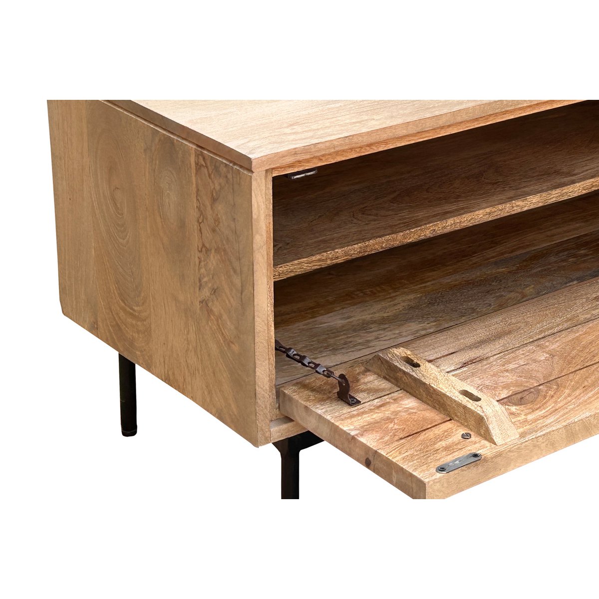 Schuhschrank aus Mangoholz mit Lamellenfront, 40 × 85 × 45 cm | VIA X SELECTION