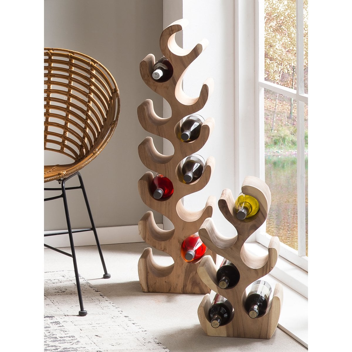 Weinregal aus Suarholz für 12 Flaschen, 19 × 28 × 100 cm | VIA X SELECTION
