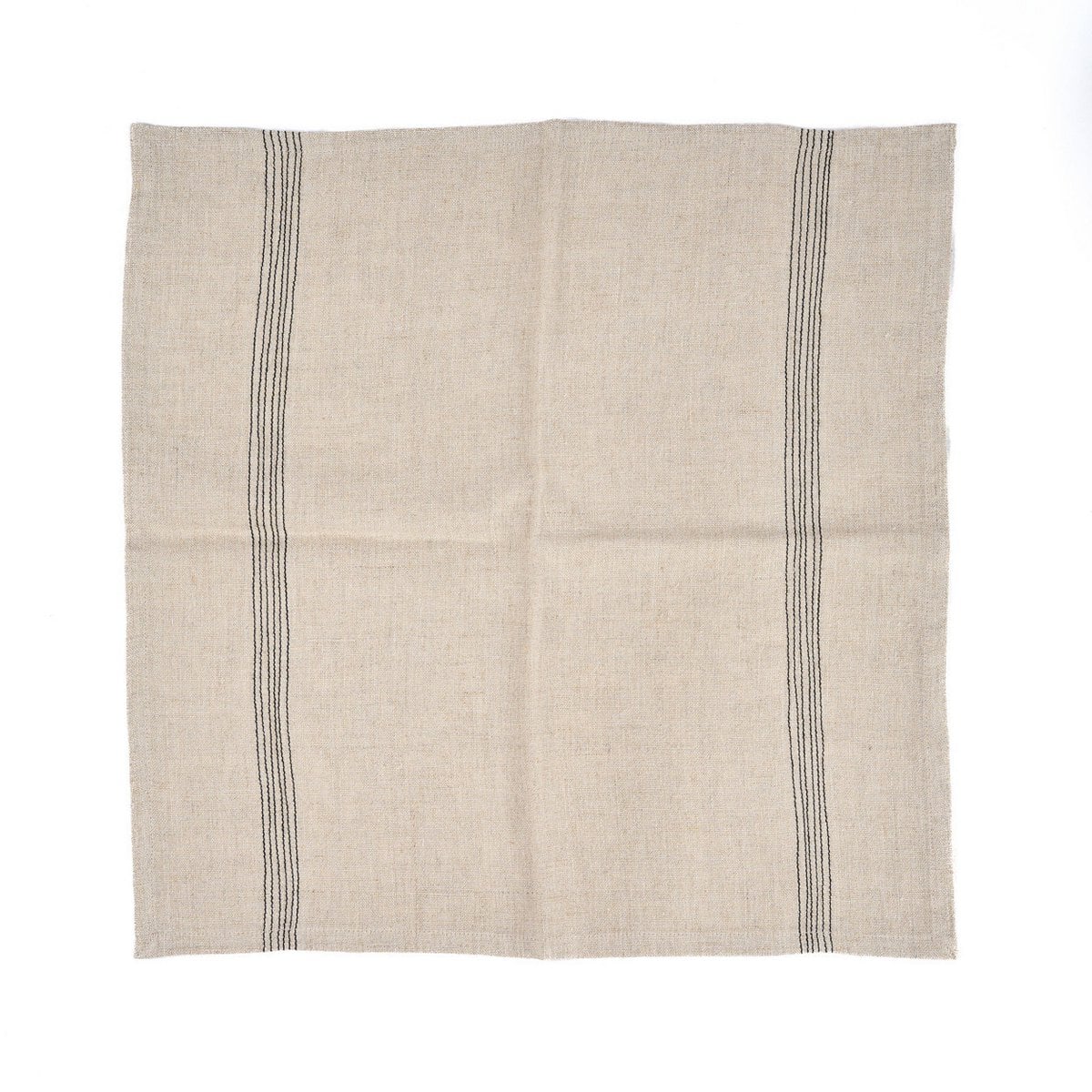 Leinenserviette in Natur und Schwarz, 45 × 45 cm | VIA X SELECTION