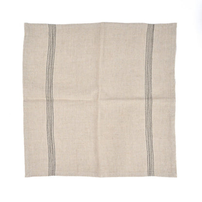 Leinenserviette in Natur und Schwarz, 45 × 45 cm | VIA X SELECTION