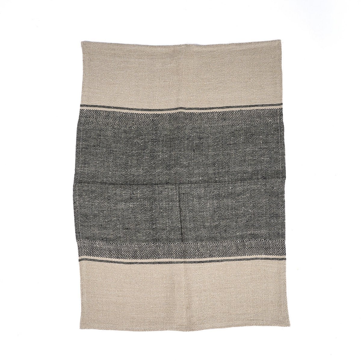 Leinen-Küchentuch in Natur-Schwarz, 50 × 70 cm | VIA X SELECTION
