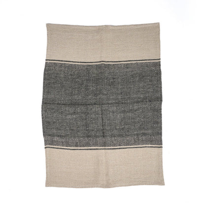 Leinen-Küchentuch in Natur-Schwarz, 50 × 70 cm | VIA X SELECTION