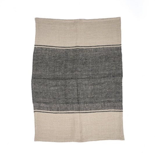 Leinen-Küchentuch in Natur-Schwarz, 50 × 70 cm | VIA X SELECTION