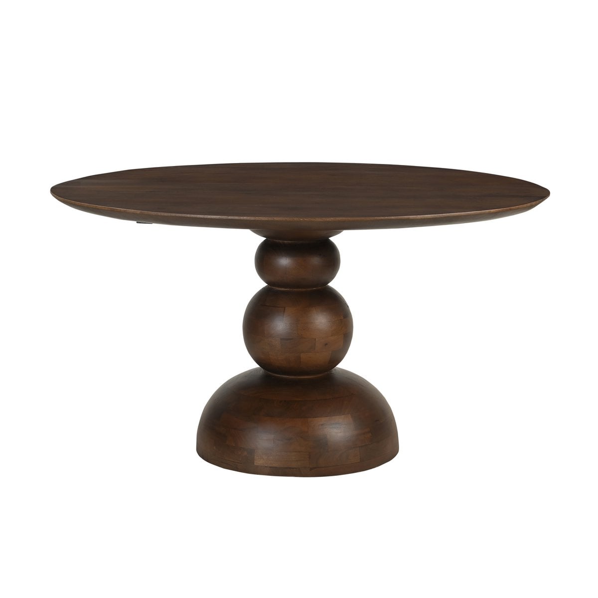 Runder Esstisch Mangoholz geometrischer Mittelfuß 130 cm | VIA X SELECTION