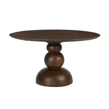 Runder Esstisch Mangoholz geometrischer Mittelfuß 130 cm | VIA X SELECTION