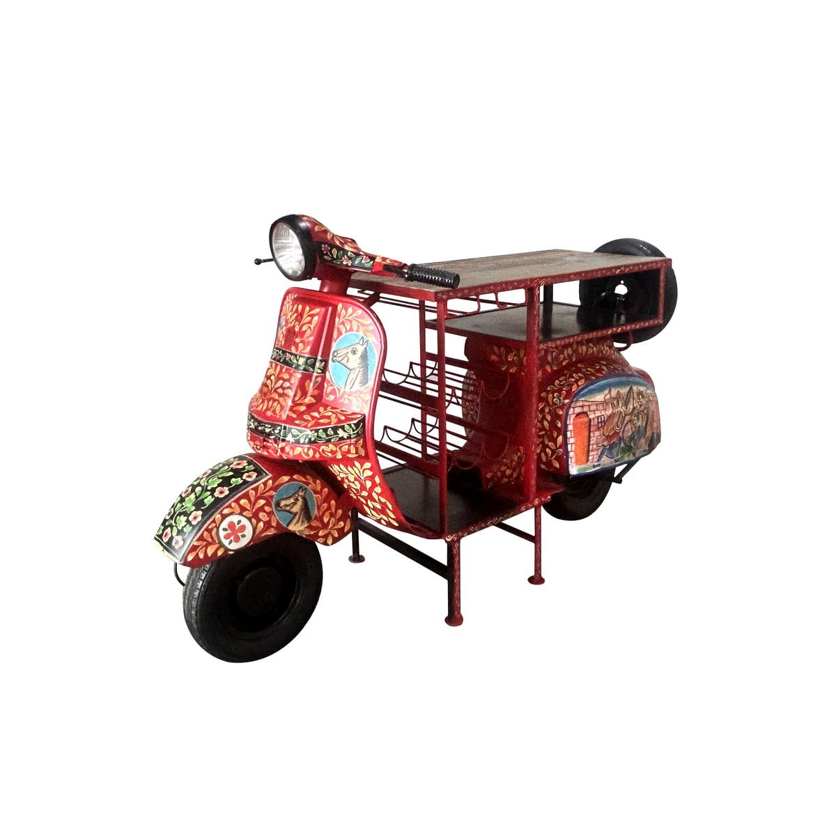 Bartisch aus recyceltem Scooter rot, 170 × 65 × 105 cm | VIA X SELECTION