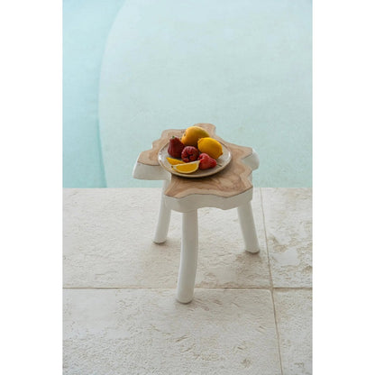 Beistelltisch in organischer Form Natur-Weiß, 45 × 45 × 40 cm | VIA X SELECTION