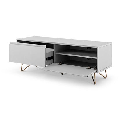 Lowboard weiß mit Schublade und Klappfach, 40 × 120 × 45 cm | VIA X SELECTION