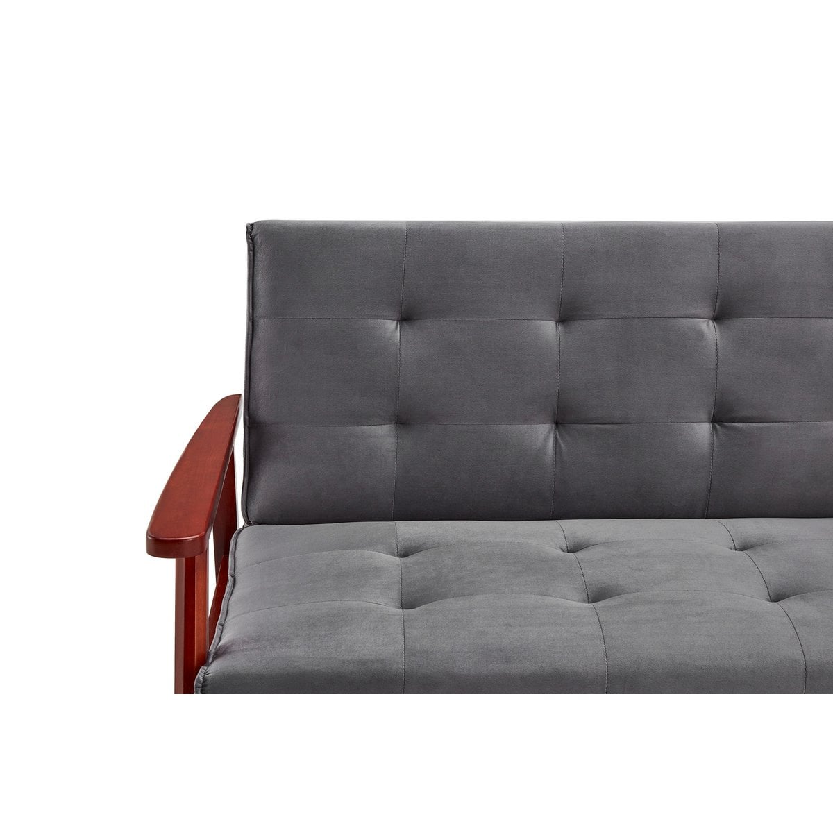 Schlafsofa in dunkelgrauer Samtoptik mit Holzgestell | VIA X SELECTION