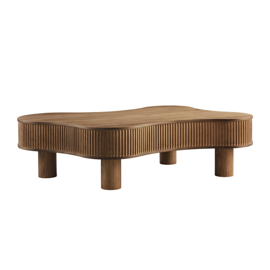 Couchtisch aus Walnussfurnier mit Wellenkante, 116 × 77 × 32 cm | VIA X SELECTION
