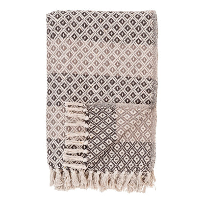 Plaid mit geometrischem Muster in Braun, Beige und Weiß, 130 × 180 cm | VIA X SELECTION