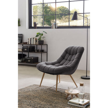 Loungesessel aus Samt grau mit XXL-Sitzfläche | VIA X SELECTION
