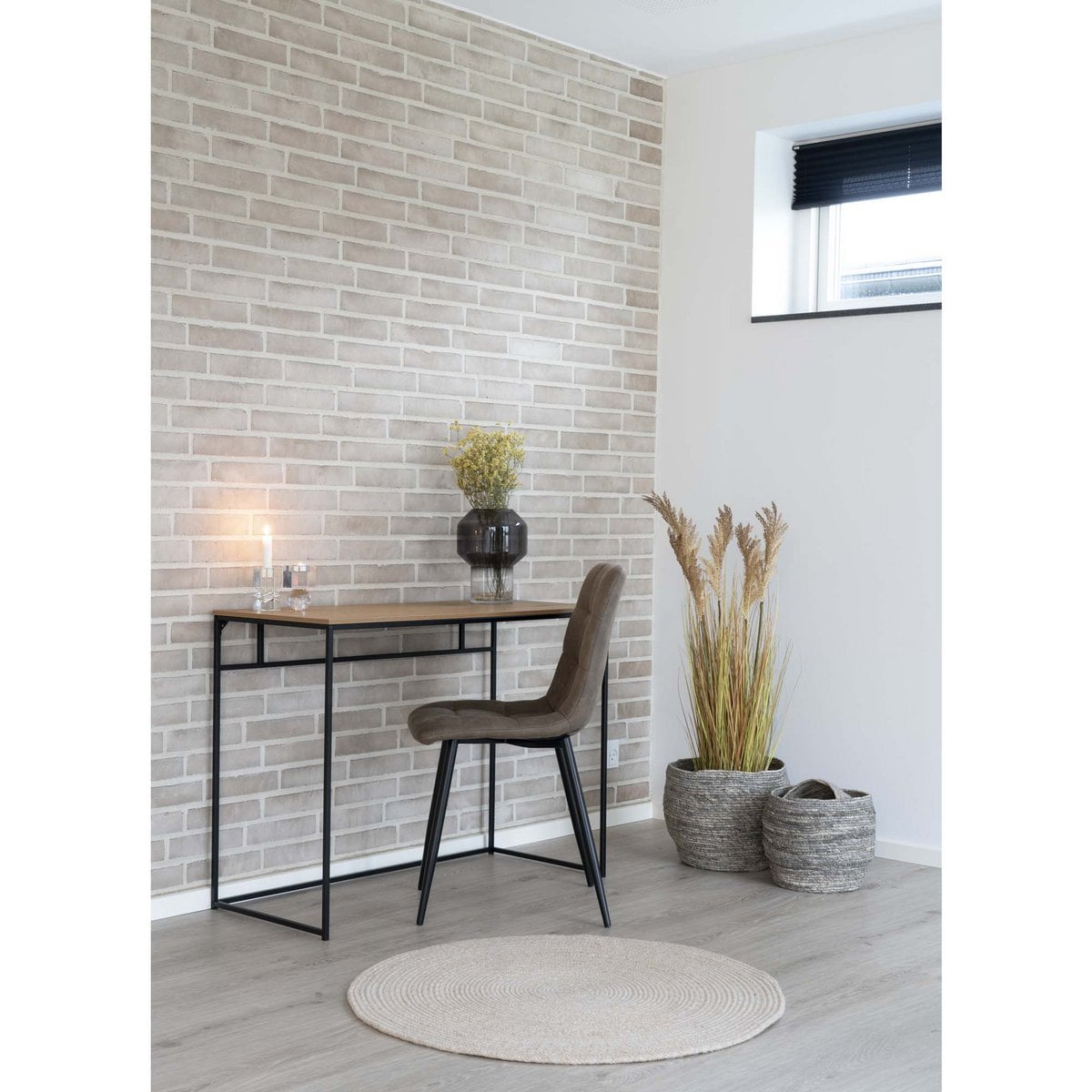 Schreibtisch schwarz mit Holzoptik, 100 × 45 cm | VIA X SELECTION