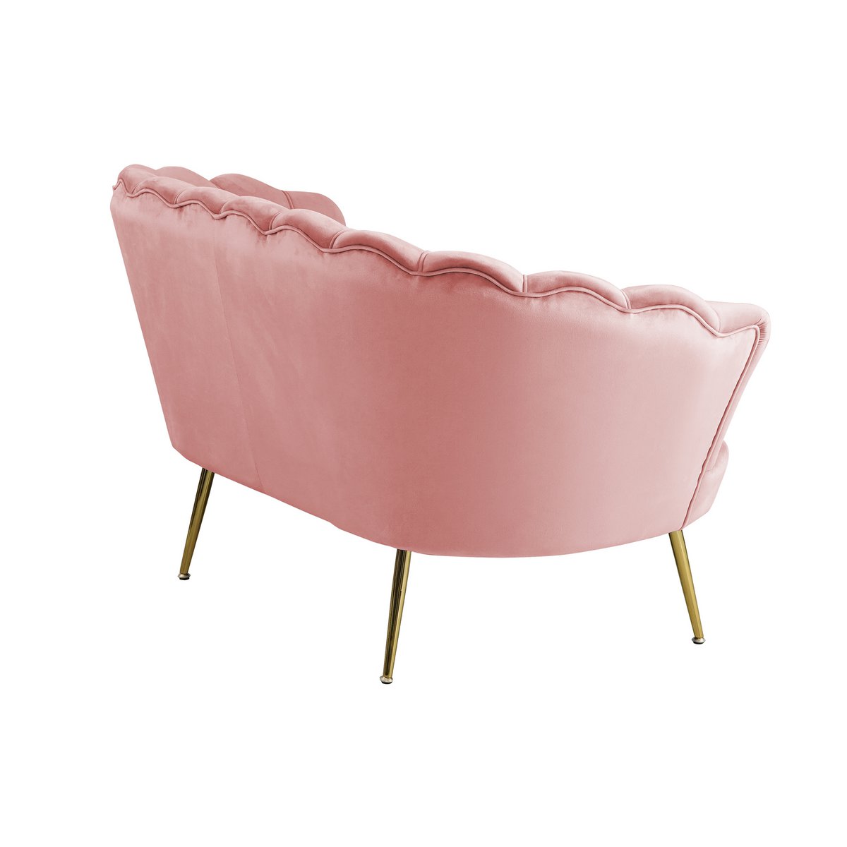 Muschelsofa aus roséfarbenem Samt mit goldfarbenem Metallgestell | VIA X SELECTION