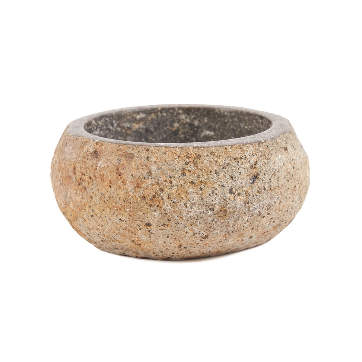 Schwarze Schale aus poliertem Flussstein, Ø 14 cm | VIA X SELECTION