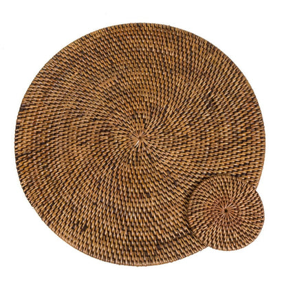 Rundes Platzset aus Rattan in Naturbraun | VIA X SELECTION