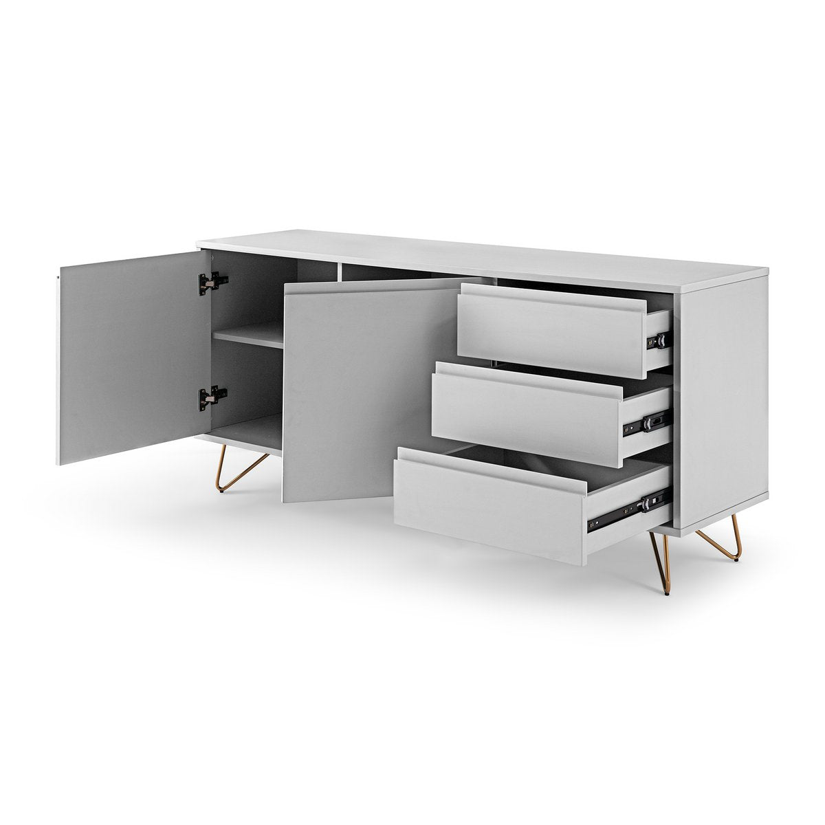 Sideboard weiß mit 2 Türen und 3 Schubladen, 40 × 150 × 70 cm | VIA X SELECTION