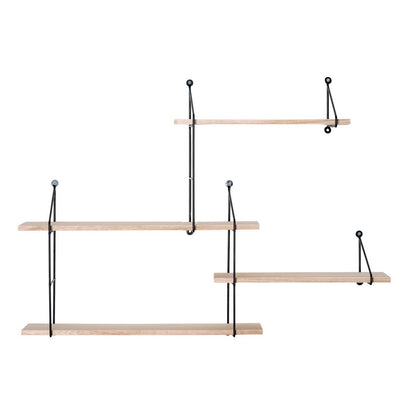 Regal aus schwarzem Stahl und Paulownienholz 99 × 17,5 × 62 cm | VIA X SELECTION