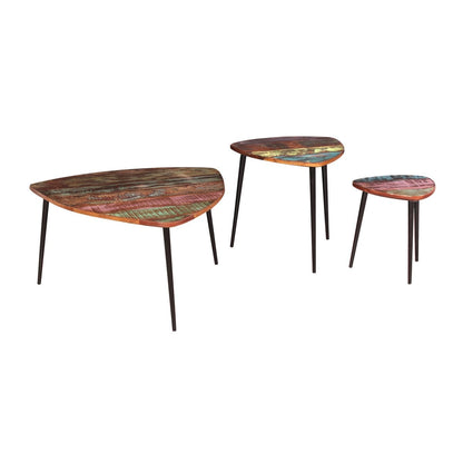 Couchtisch aus recyceltem Holz und Metall, 78 × 78 × 43 cm | VIA X SELECTION