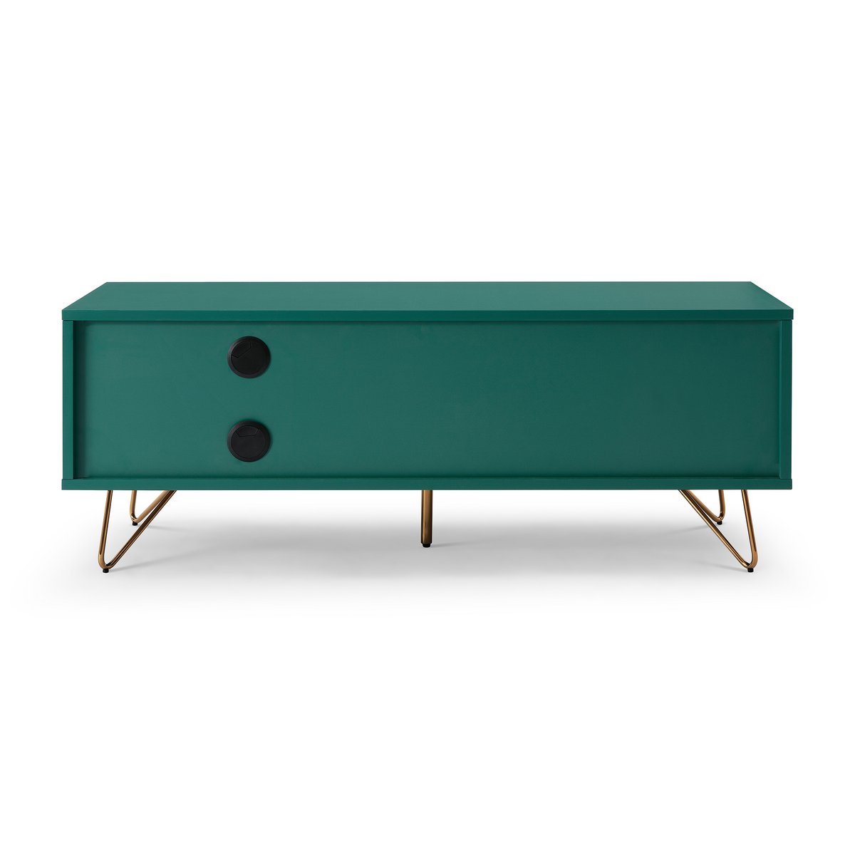 TV-Lowboard in Grün mit goldfarbenen Metallbeinen, 120 × 40 × 45 cm | VIA X SELECTION