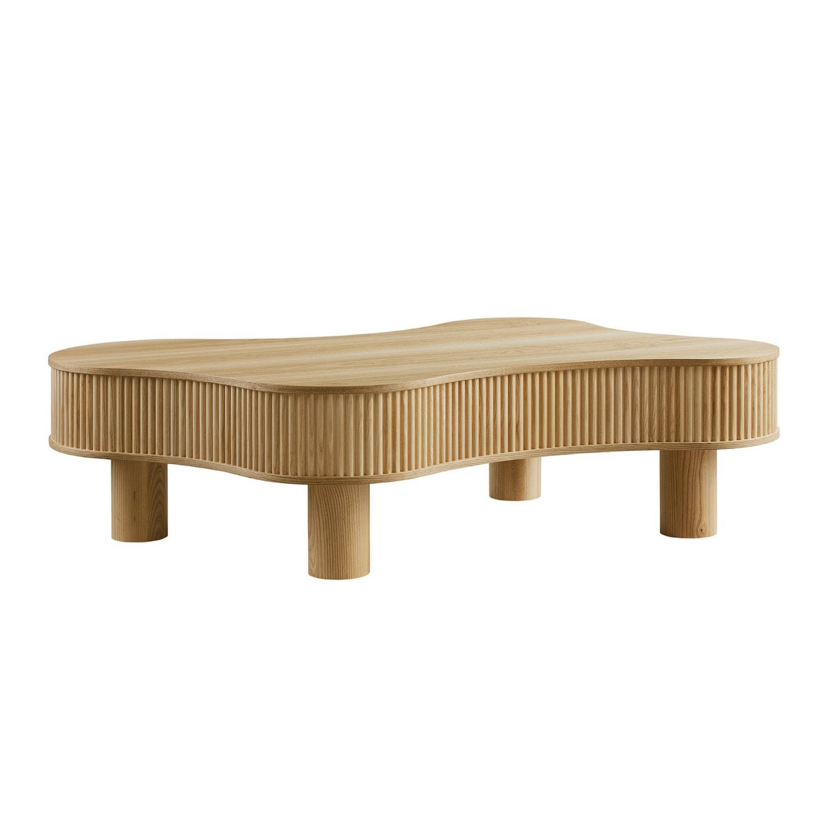 Couchtisch aus Eschenfurnier mit Wellenkante, 116 × 77 × 32 cm | VIA X SELECTION