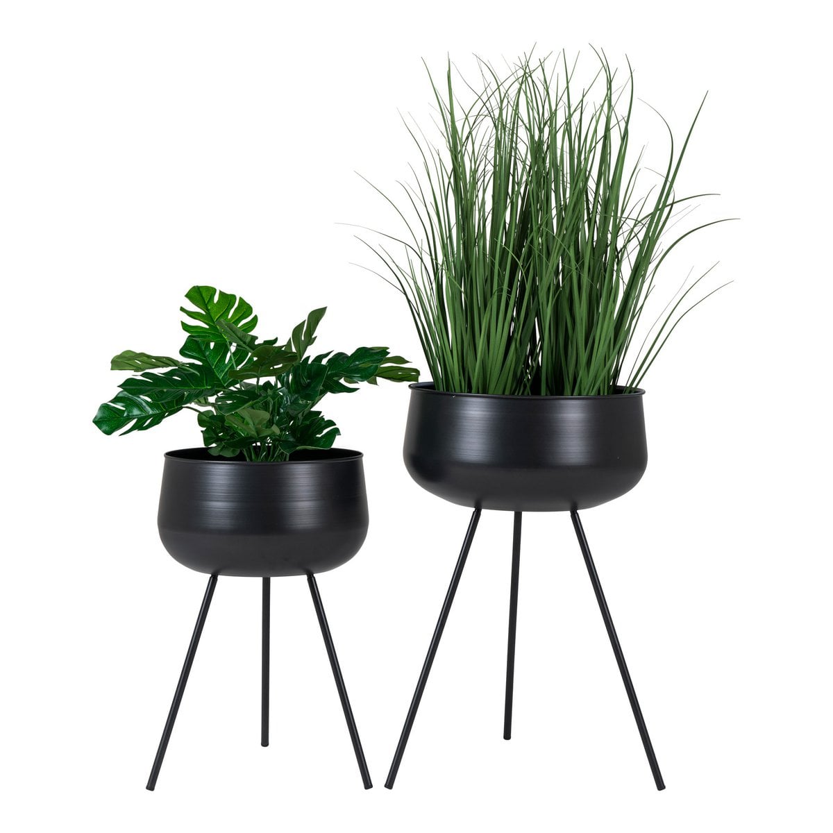 Blumentopf-Set aus Stahl schwarz 2-teilig | VIA X SELECTION