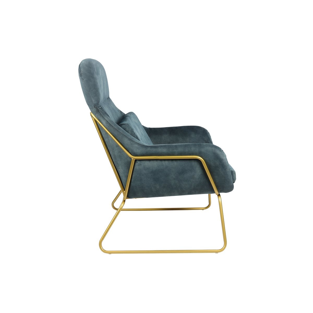 Relaxsessel aus Velours blau mit goldfarbenem Gestell | VIA X SELECTION