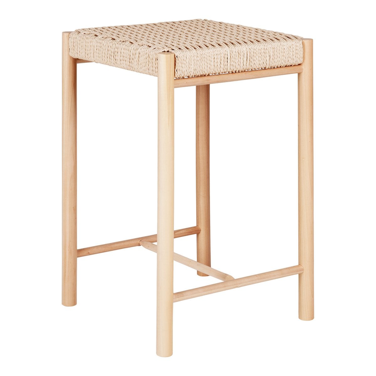 Tresenhocker aus Pappelholz und Papierkordel in Natur | VIA X SELECTION