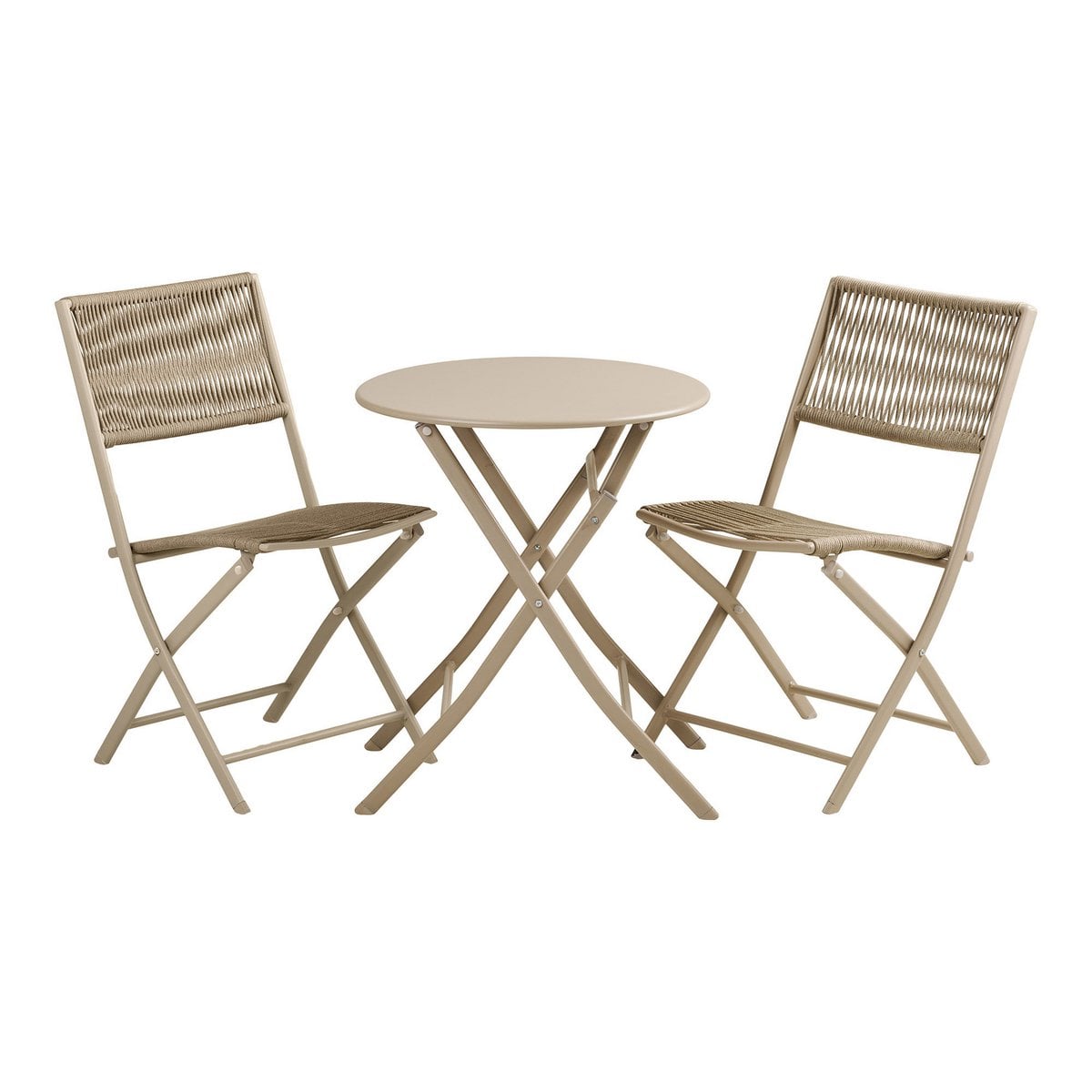 Bistro-Set in Taupe mit zwei Stühlen und Tisch | VIA X SELECTION