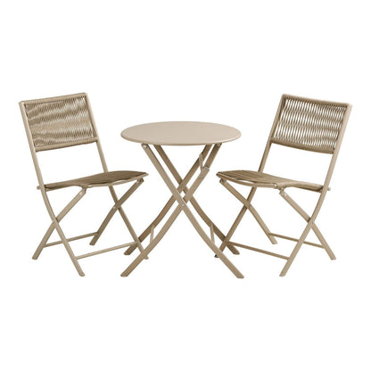Bistro-Set in Taupe mit zwei Stühlen und Tisch | VIA X SELECTION