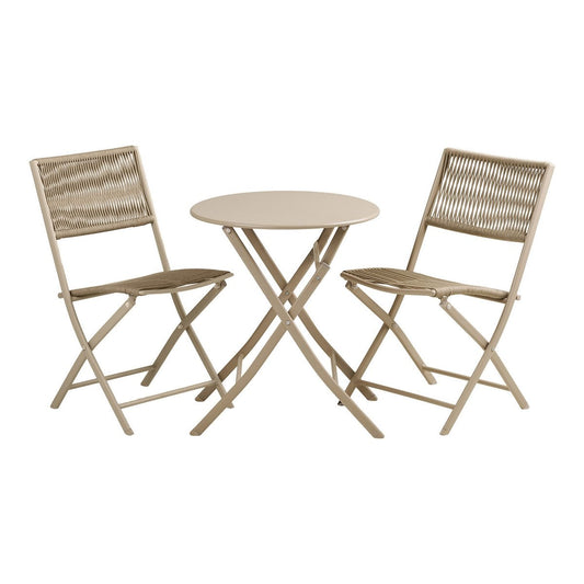 Bistro-Set in Taupe mit zwei Stühlen und Tisch | VIA X SELECTION