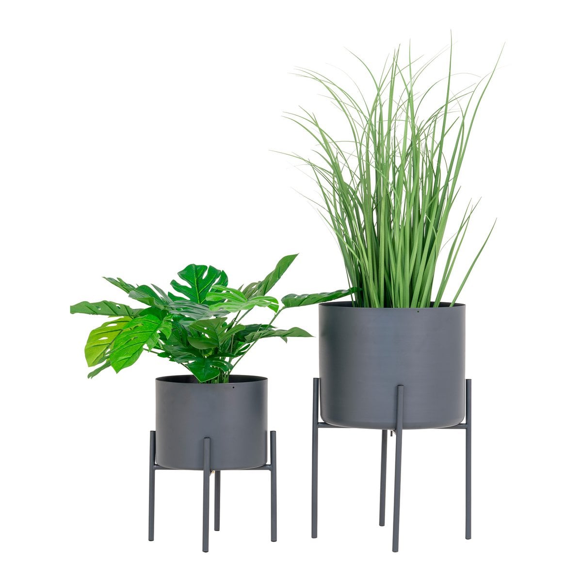 Blumentopf-Set aus Stahl grau 2-teilig | VIA X SELECTION