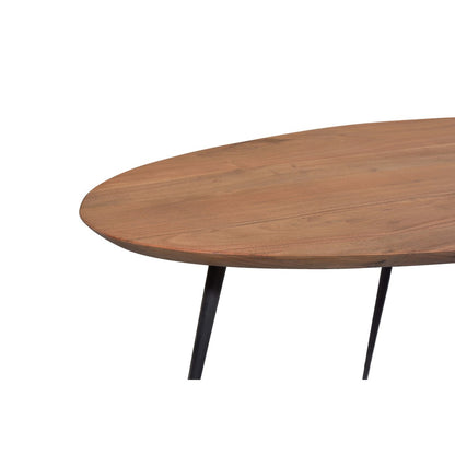Ovaler Couchtisch aus Akazienholz und Metall, 150 × 60 × 45 cm | VIA X SELECTION