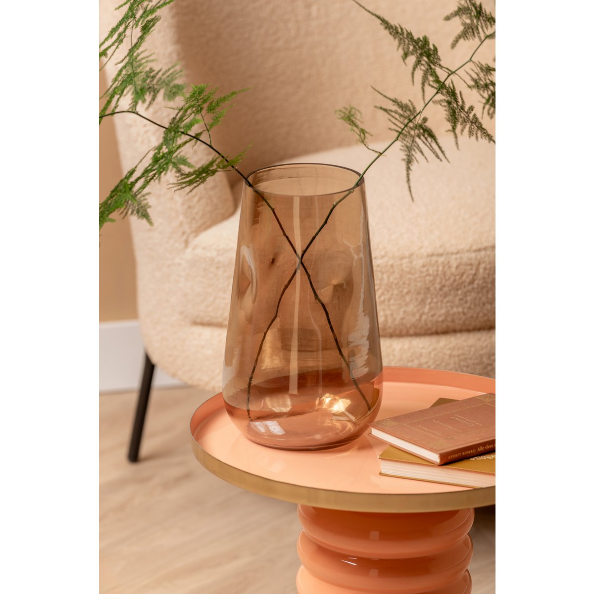 Metall-Beistelltisch glänzend apricotorange, Ø, 41 × 41 cm | VIA X SELECTION