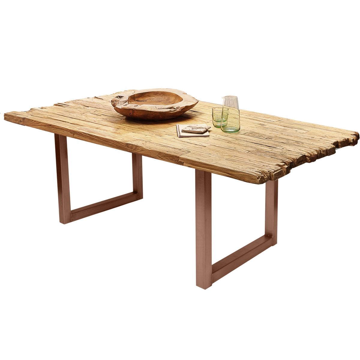 Esstisch Holzplatte braunes Metallgestell, 180 × 100 cm | VIA X SELECTION